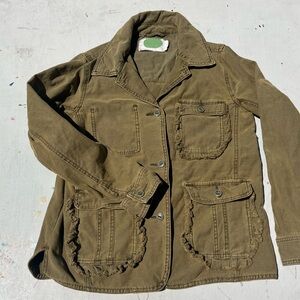 Women's Anthropologie Blazer Jacket Green S Classic Military Field Workwear